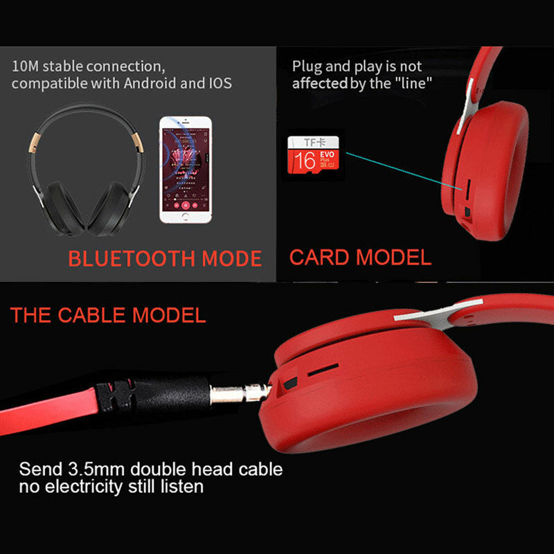 Wireless Headphone Foldable Headset 20H Playtime bluetooth Earphone Over Ear Stereo Built-in Mic