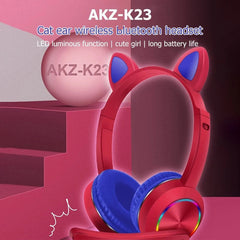 Wireless bluetooth Headphones Stereo Bass 40MM Dynamic Earphone Luminous Cartoon Cute Cat Ear Headset with Mic