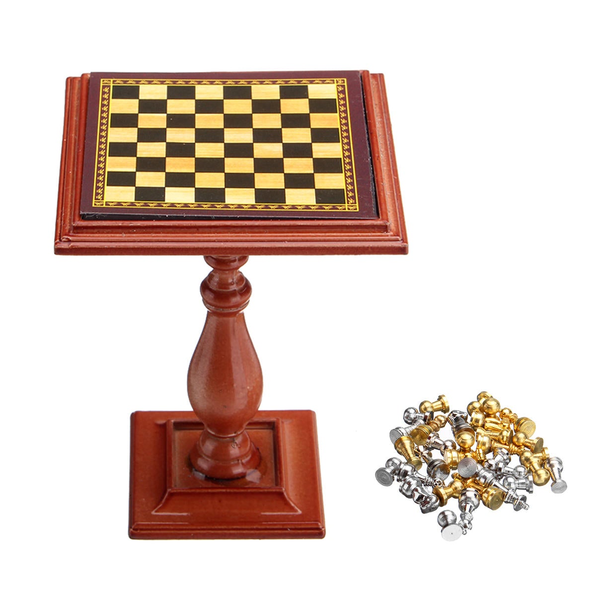 Miniature Chess Set and Table Magnet Chess Pieces 1:12 Accessories Parts For Doll House