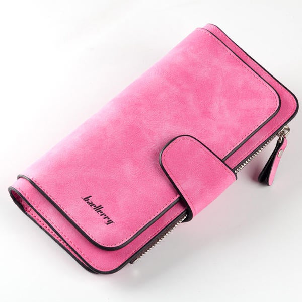 14 Card Slots Woman Four Fold Wallet Purse Faux Leather Card Multi Card Slots Phone Bag