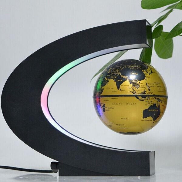 C Shape Magnetic Levitation Floating Globe World Map With LED Lights