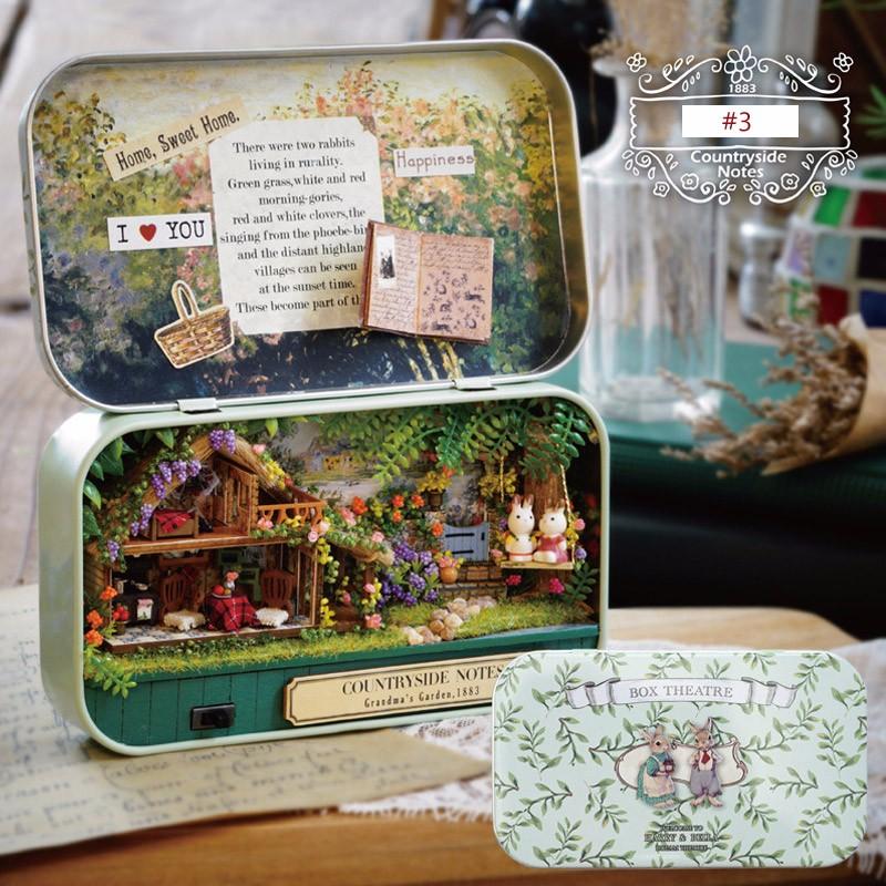 Old Times Trilogy DIY Box Theatre Miniature Tin Box Doll House With LED Light Extra Gift