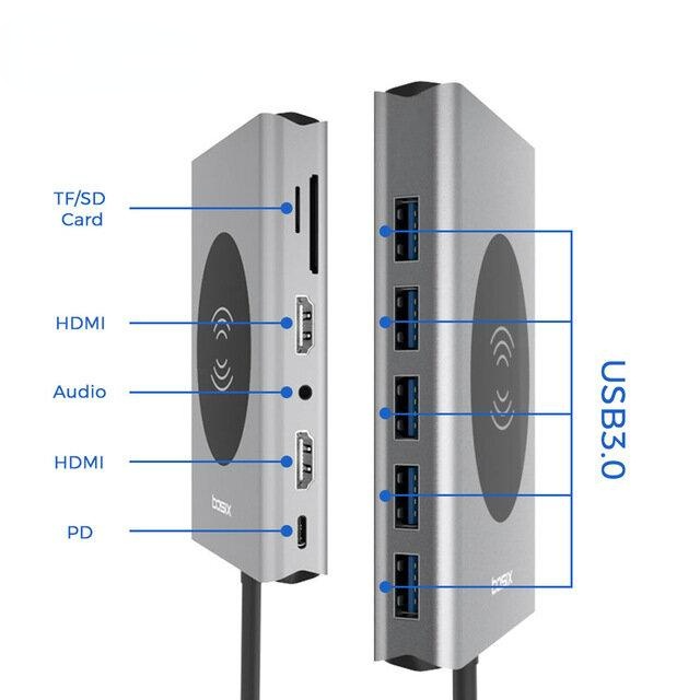 14 In 1 Triple Display USB-C Hub Docking Station Adapter
