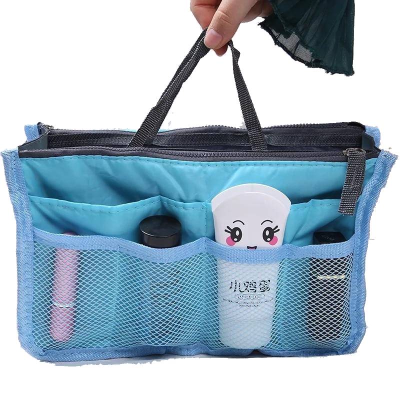 Nylon Cosmetic Bags For Women Tote Insert Double Zipper Makeup Bag Toiletries Storage Bag Girl Outdoors Travel Make Up Organizer