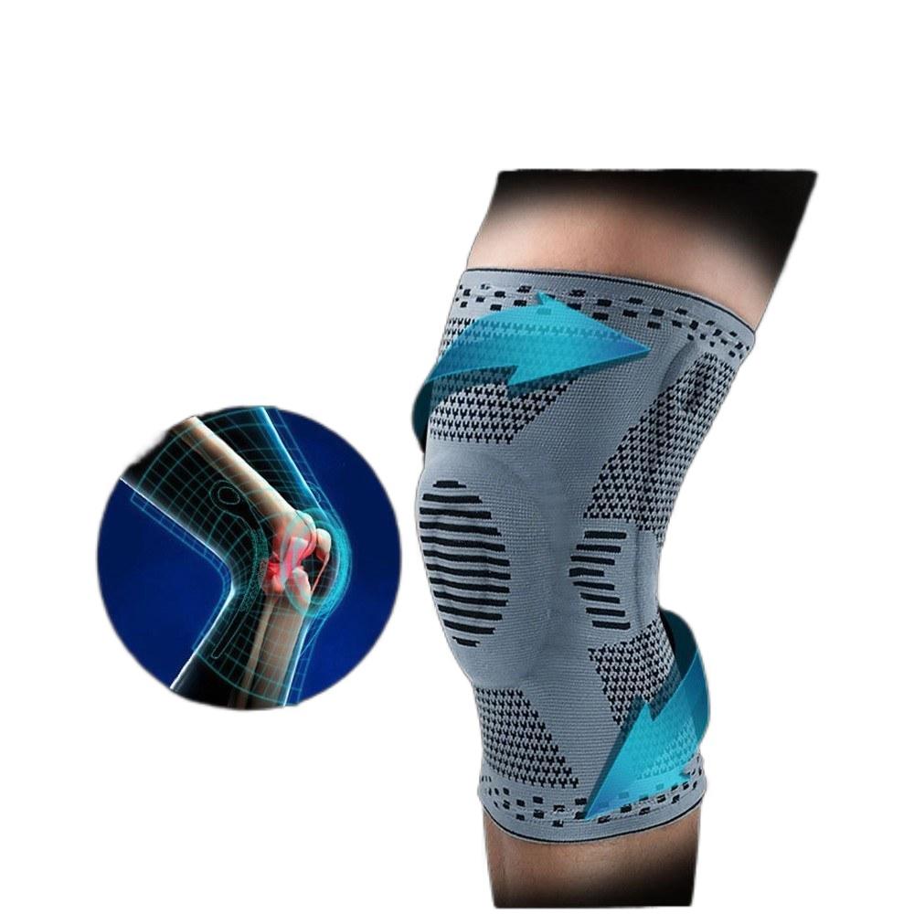 Knee Compression Sleeve Support with Patella Gel Pads Side Stabilizers 2 PCS