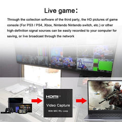 HDMI Video Capture Card HD Loop Out With Mic For Game Live Streaming Video Conference For Xbox PS5 For Nintendo Switch