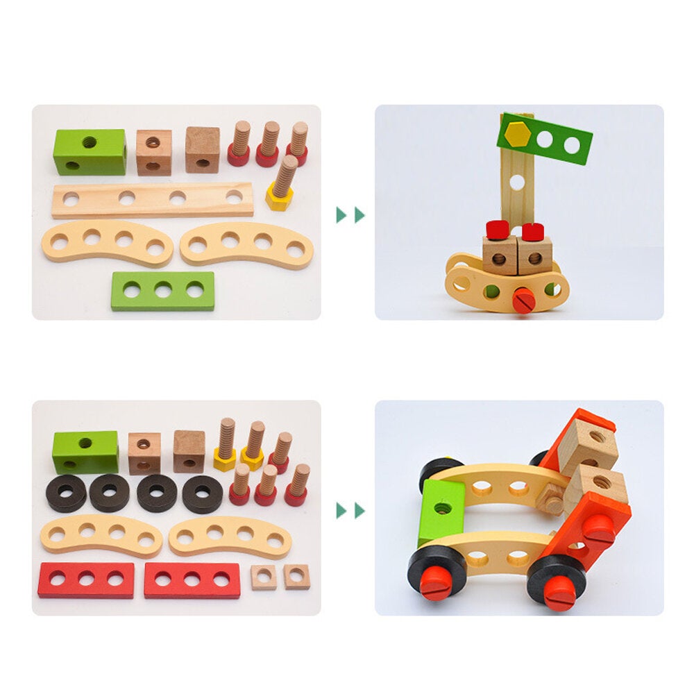 Wooden Simulation DIY Multi-shaped Nut Combo Set Boy Repair Kit Early Childhood Education Puzzle Toy