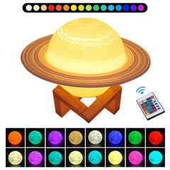 5 Inch 16 Colors LED Night Light 3D Printing Saturn Rechargeable Lamp