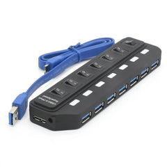 7 Port USB 3.0 Hub 5Gbps Data Transmission 2.4A Current Output Docking Station