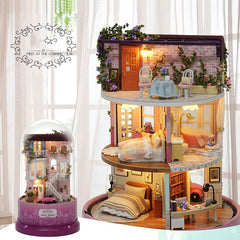 Beautiful Cabins DIY Doll House Miniature Rotating Music Kit With Transparent Cover Musical Core Gift