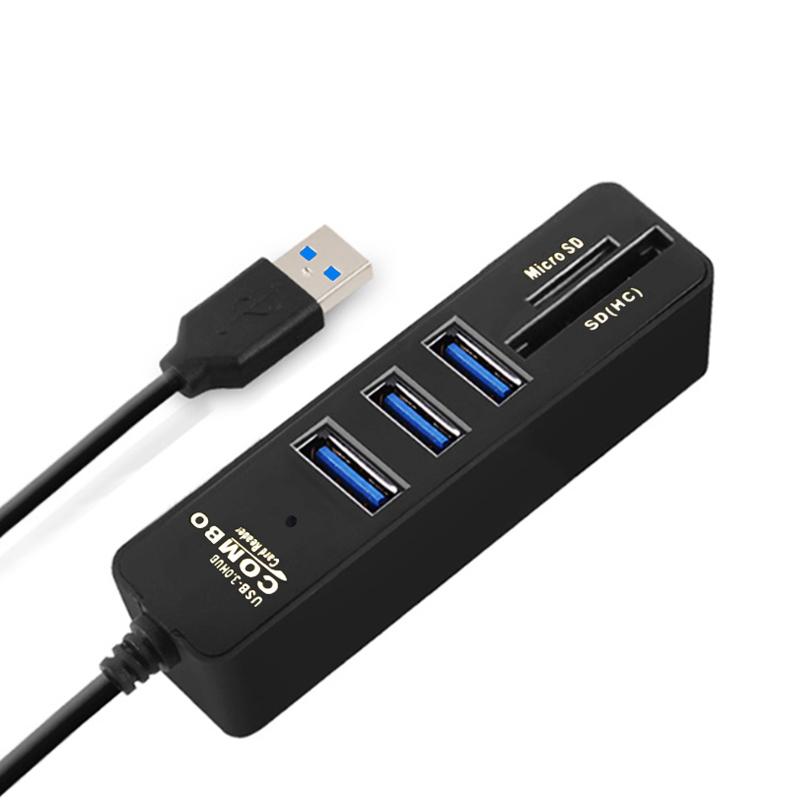 USB Hub 3.0 High Speed Splitter and SD Card Reader All In One For PC