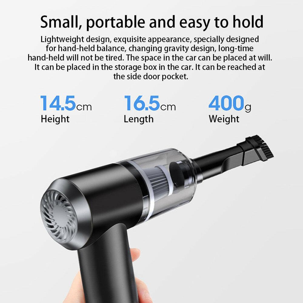 Car Vacuum Cleaner 120W 6000Pa Suction USB Rechargeable Washable Filter with LED