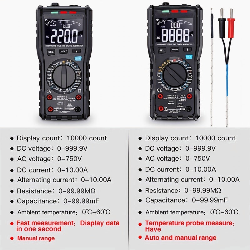 Multi-functional Digital Multimeter 10000 Counts NCV Voltage Current Testing