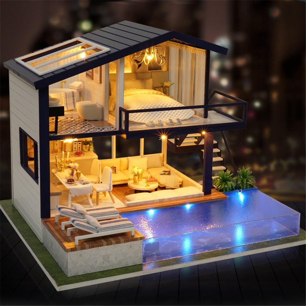 Time Apartment DIY Doll House With Furniture Light Gift House Toy