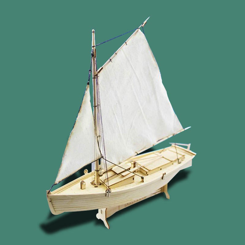 Wooden Sailing Boat Assembly Model Kit Laser Cutting Process DIY Toy