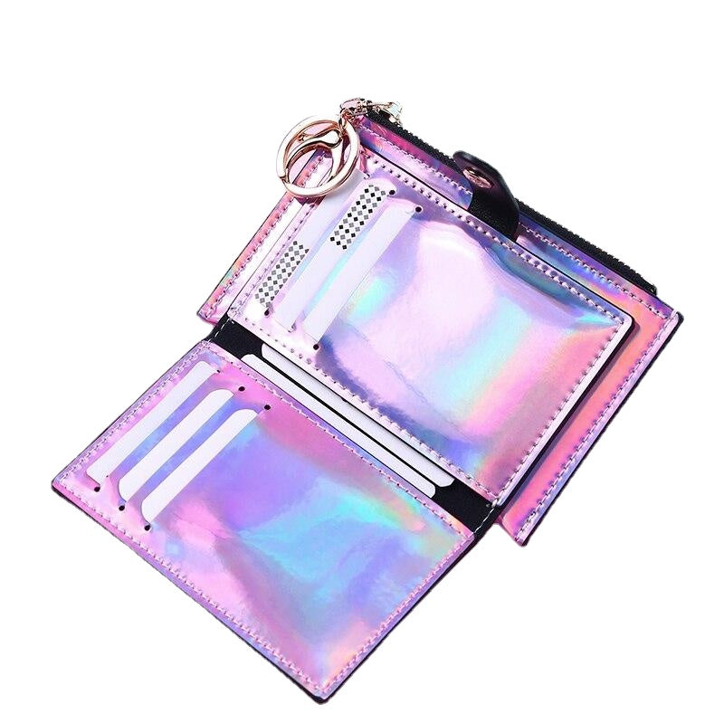 New Laser Women Wallets Fashion Keychain Zipper Coin Purse Mini Small Money Bag Credit Card Holder