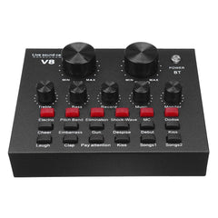 External Audio Mixer V8 Sound Card USB Interface with 6 Sound Modes Multiple Sound Effects