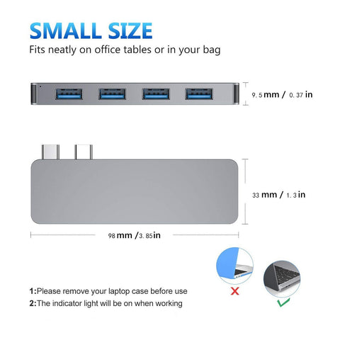 Dual USB-C Docking Station HUB Adapter With USB3.0*4 PD Power Delivery Charging 4K HD Macbook Converter