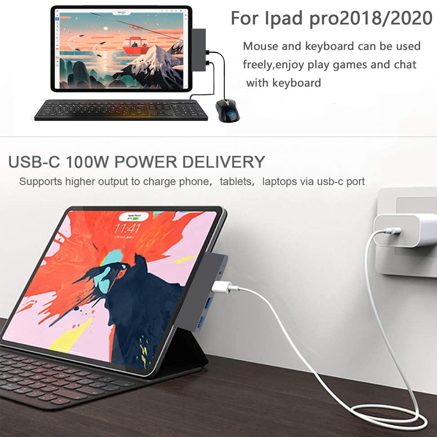 5 In 1 USB-C Docking Station Adapter With 4K 60HZ HDMI HD Display Support Data Transmission 100W USB-C PD3.0 Power Delivery