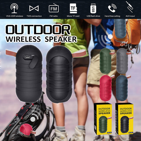 Bluetooth 5.0 Stereo Speaker Support FM Radio Hands-Free TF Card Outdoor Waterproof Speaker
