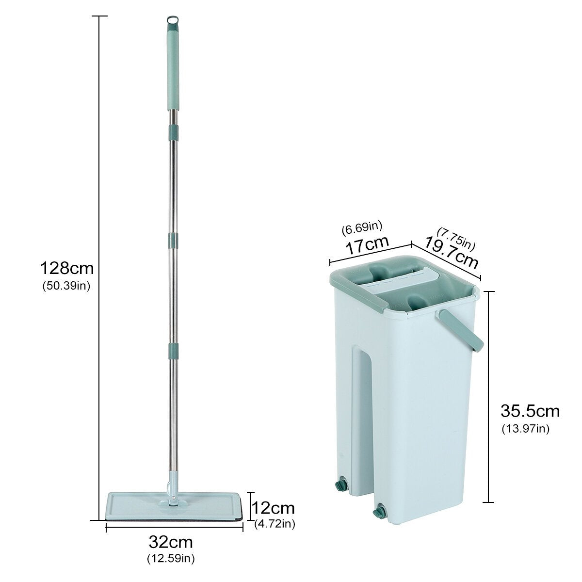 Rotation Spin Flat Mop Bucket Set Auto Rebound Hand-free Floor Cleaning