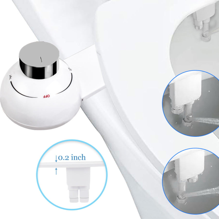 Ultra Thin Non-Electric Bidet Toilet Seat Dual Nozzle Sprayer