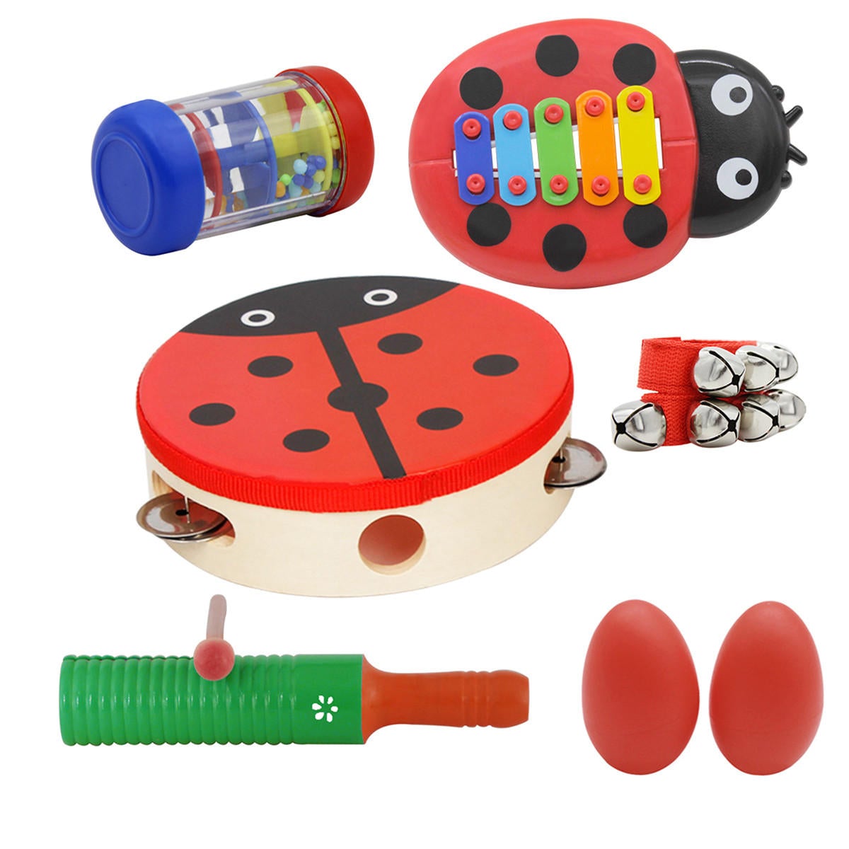 Musical Instruments Sets Hand Drum Egg Maracas Wrist Bell Single Ring Percussion Piano A Section of Rain Educational Gifts