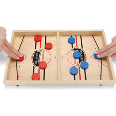 Wooden Chess Bouncing Hockey Puzzle Two-Player Parent-kid Interactive Board Game Set Educational Toy for Leisure Picnic Family Activity