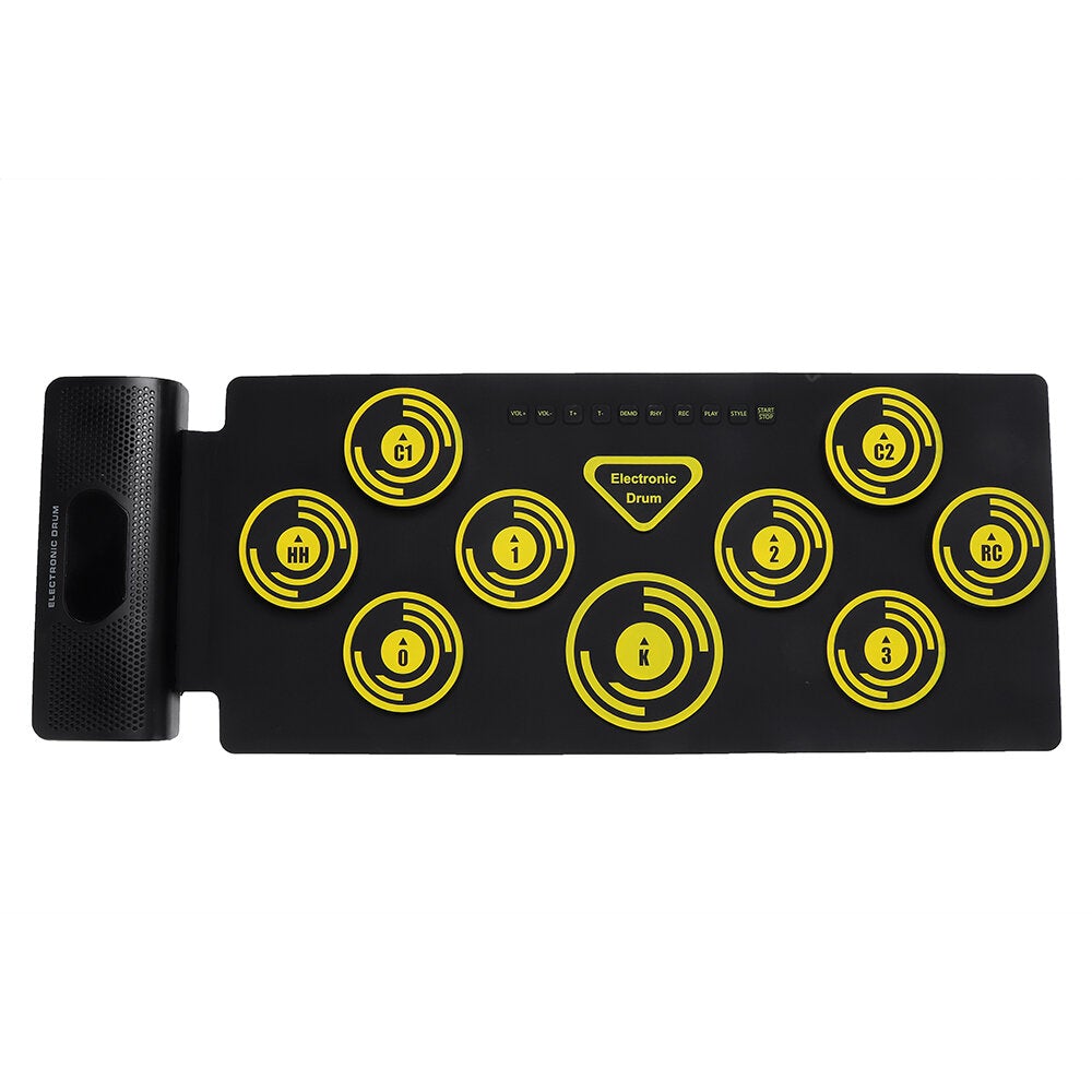Electronic Roll-Up Drum Set Folded Silicone Thicken Drum With MIDI Yellow