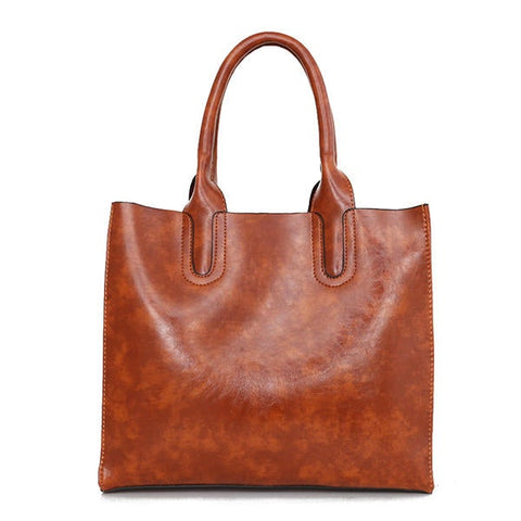 3 PCS Women Vintage Leisure Handbag Oil Wax Leather Crossbody Bag