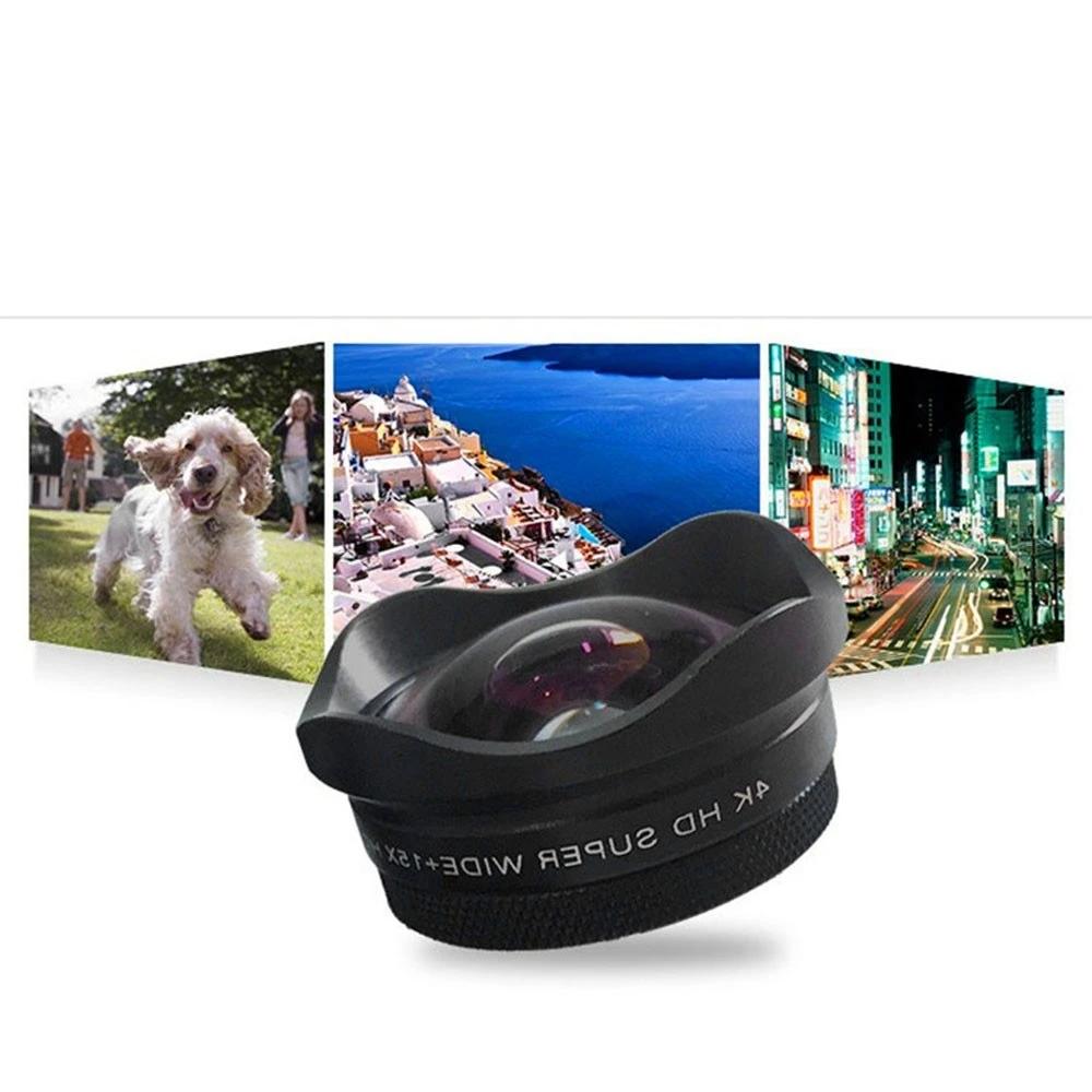 4K Ultra HD Smartphone Camera Lens 0.45X Wide-angle 15X Macro Phone with Universal Clip