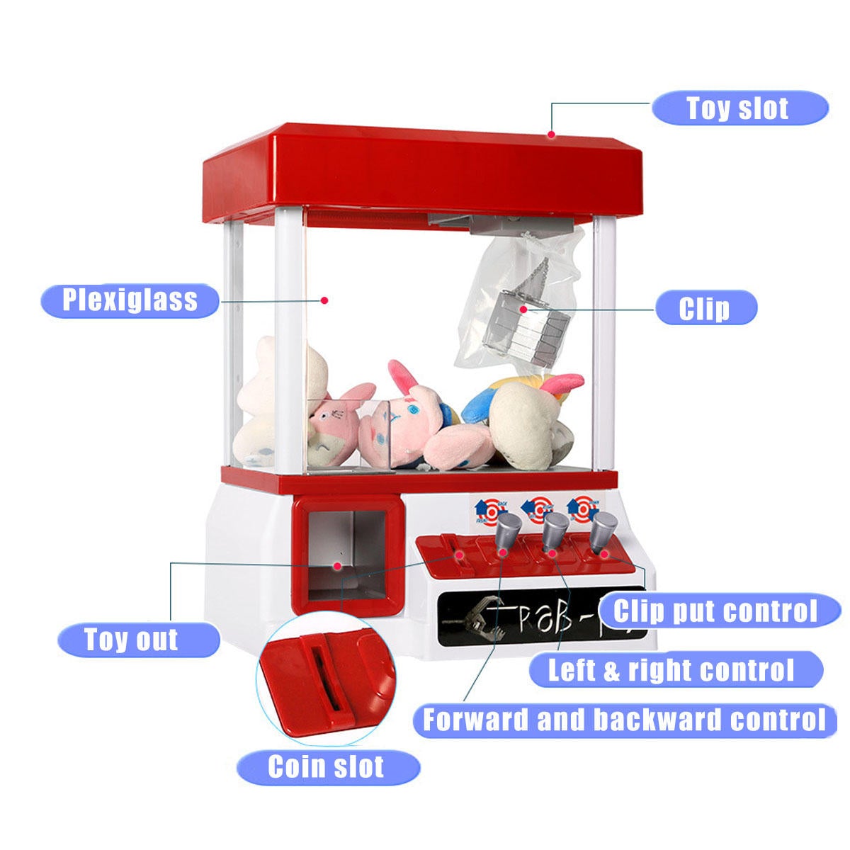Carnival Style Vending Arcade Claw Candy Grabber Reacher Prize Machine Game Kids Toys