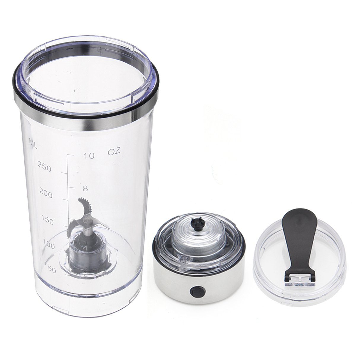 250ML Portable USB Rechargeable Protein Shaker Mixer Bottle