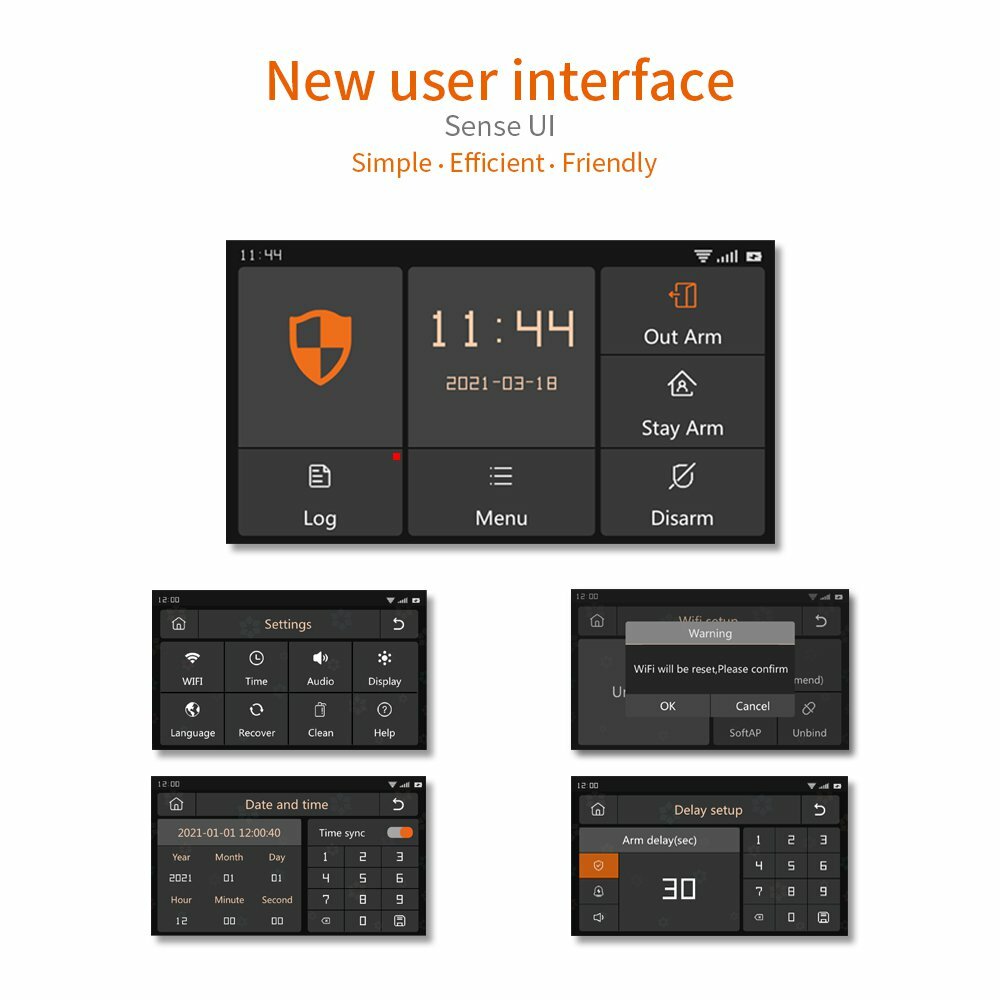 Wireless Wifi Smart Home Security Burglar Alarm System Kits Compatible with Alexa Support IOS & Android APP