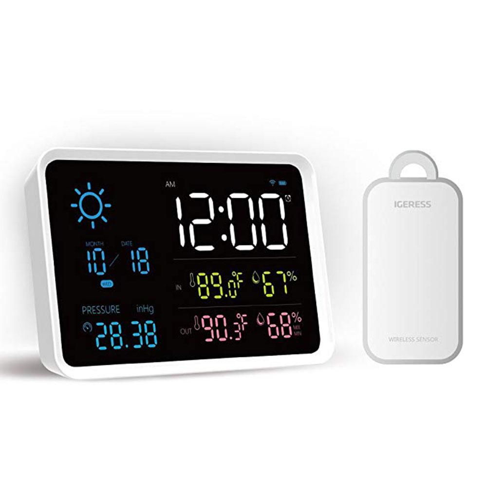 Digital LCD Alarm Clock With Weather Forecast And Temperature Display