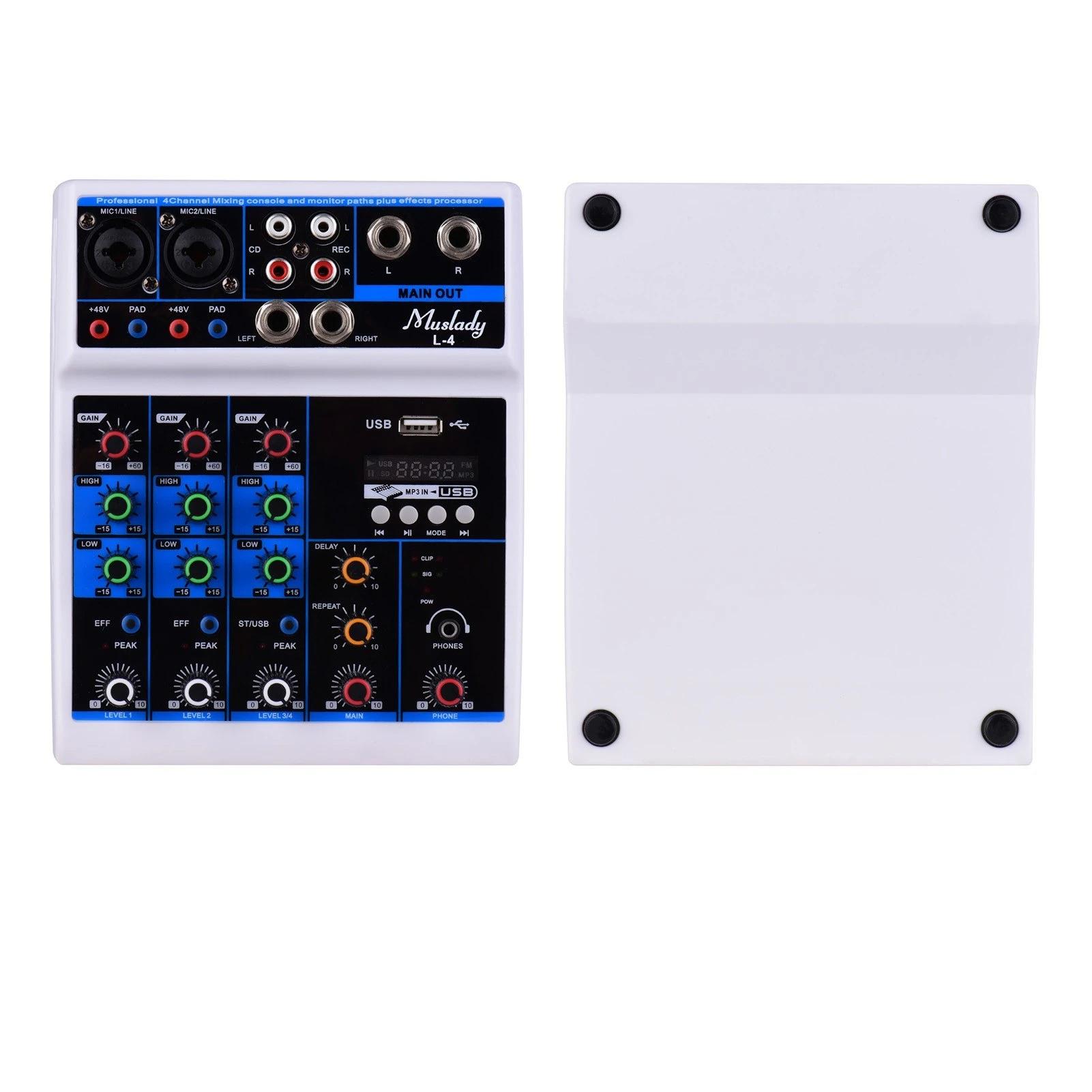 4-Channel Audio Mixer Mixing Console LED Screen