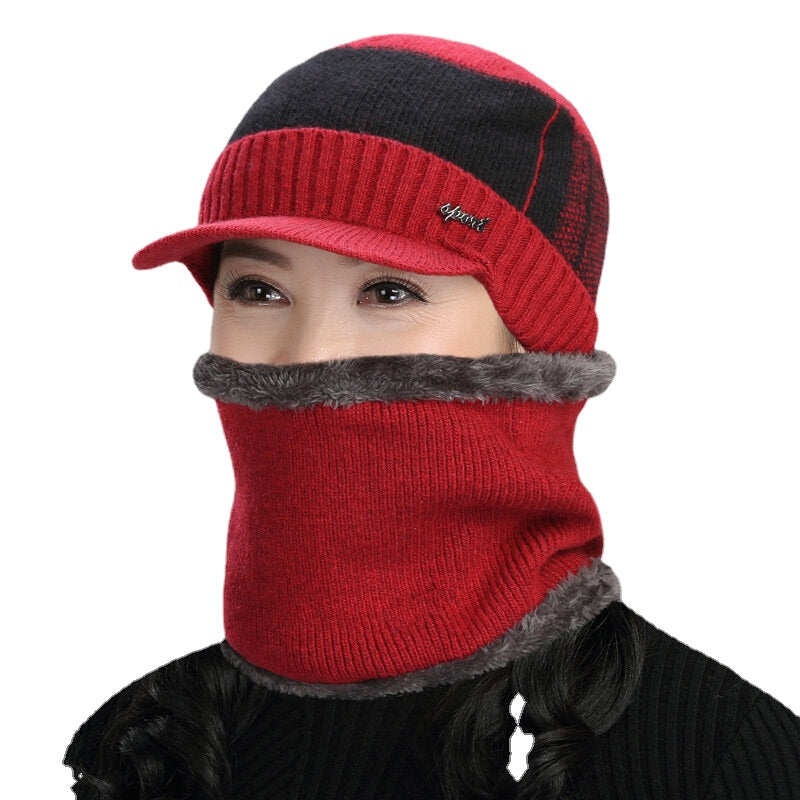 Unisex Cotton Outdoor Warm Plush Winter Scarfs Knit Hats Flat Hats