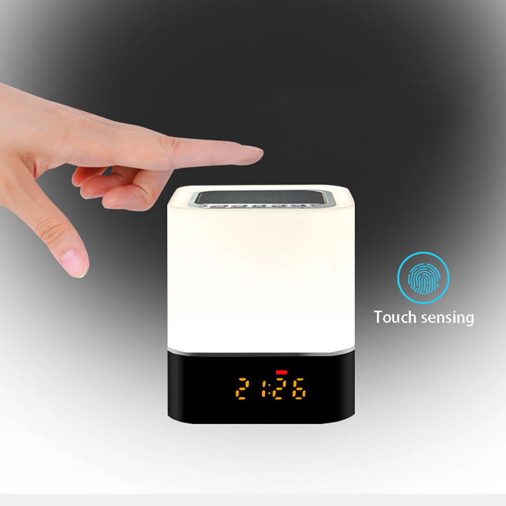 Wireless bluetooth Speaker 5 in 1 HiFi Speaker 7 Color Bedside Lamp Digital Calendar Alarm Clock Touch Control Support TF SD