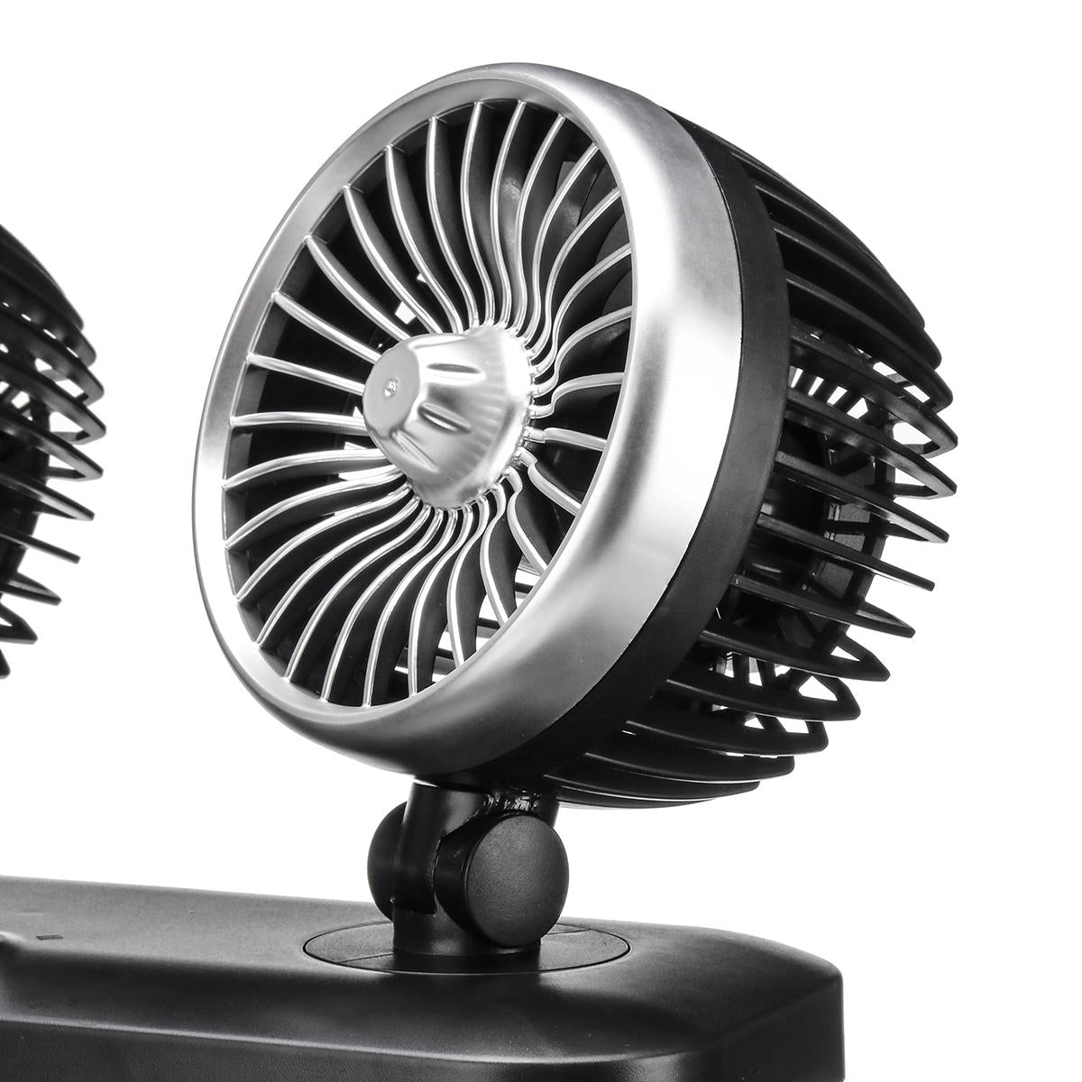 20W Dual Head Car Fan Portable Adjustable Air Cooler Recreational Vehicle Cooling Fan Rotating Oscillating Dashboard Ventilation Fan