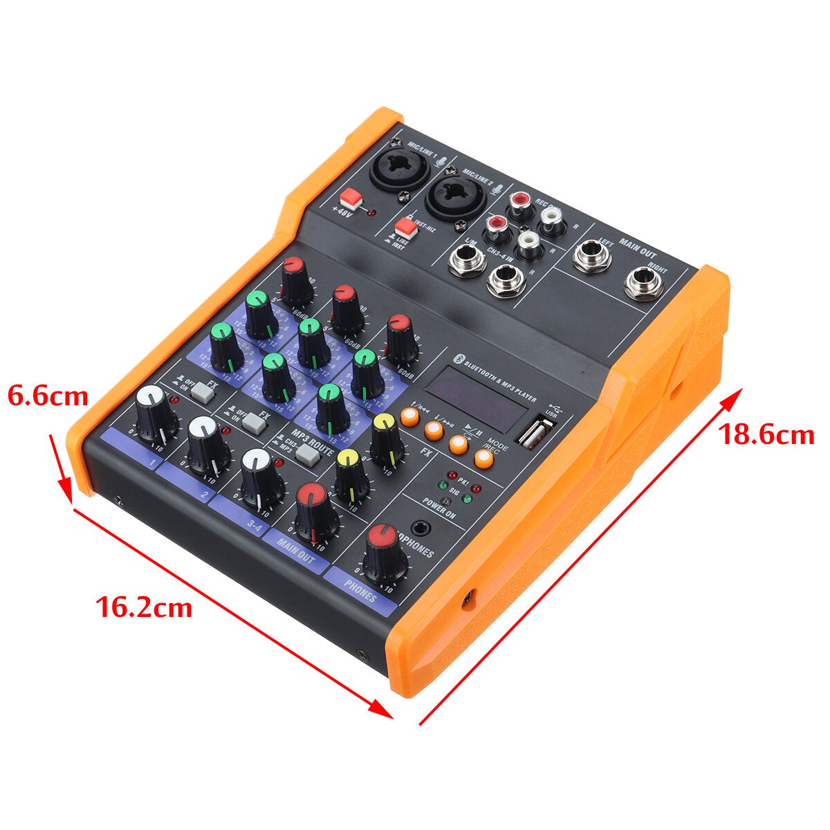 4 Channel Bluetooth DJ Mic Audio Mixer Live Studio Audio Mixing Console