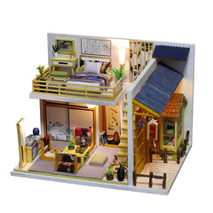 Japanese Plain Room Handmade DIY Cabin Doll House With Dust Cover Music Motor