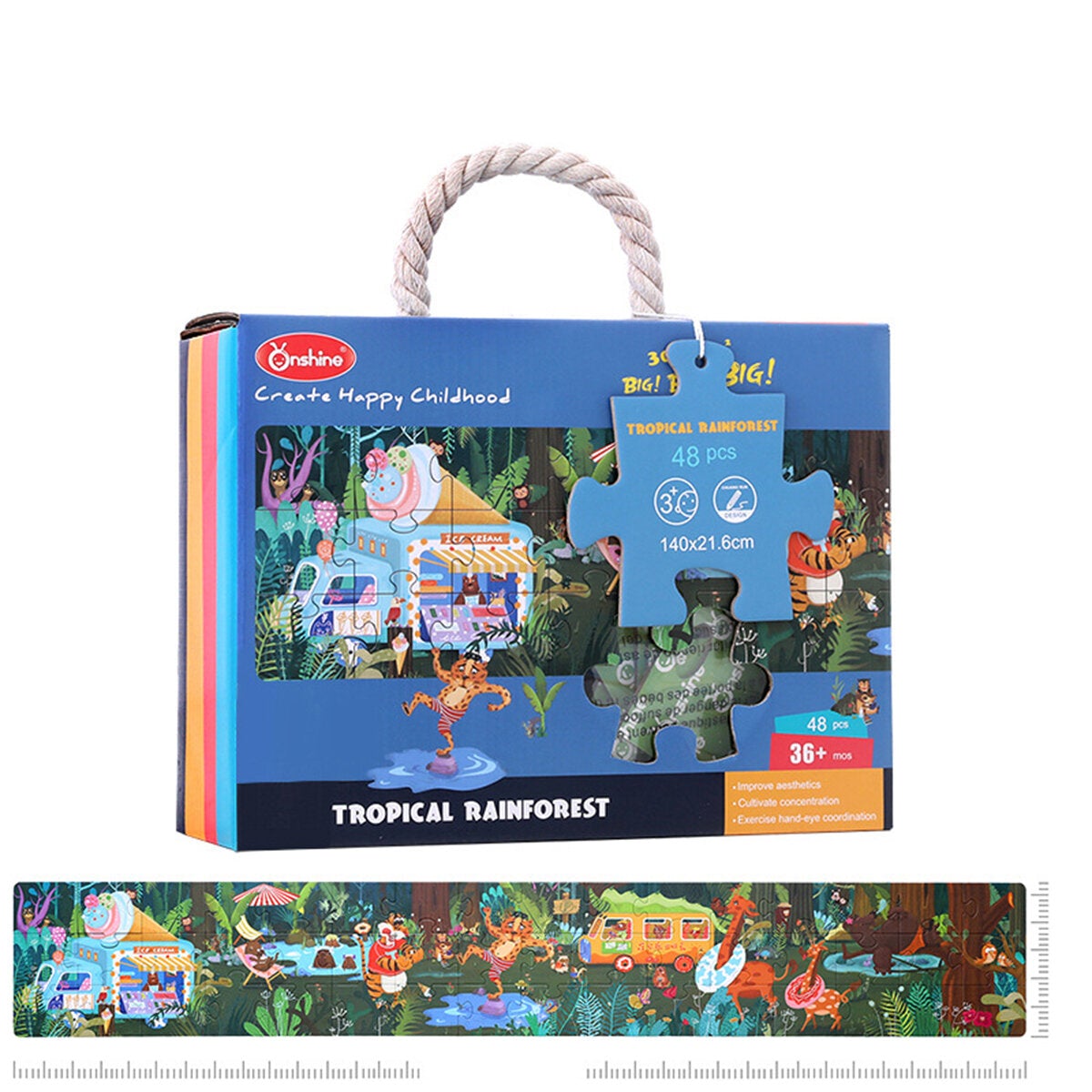 48/140 Pcs Paper Rainforest Science Laboratory Puzzle Parent-child Educational Toy Set for Kids Gift