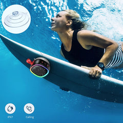 Light Wireless bluetooth Stereo Portable Speaker with Mic IPX7 Bass Shower Waterproof Speaker with Sucker