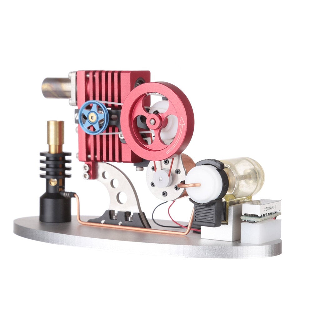 Type Double Cylinder Butane Stirling Engine LED Generator Model with Double Piston Rocker Arm Linkage