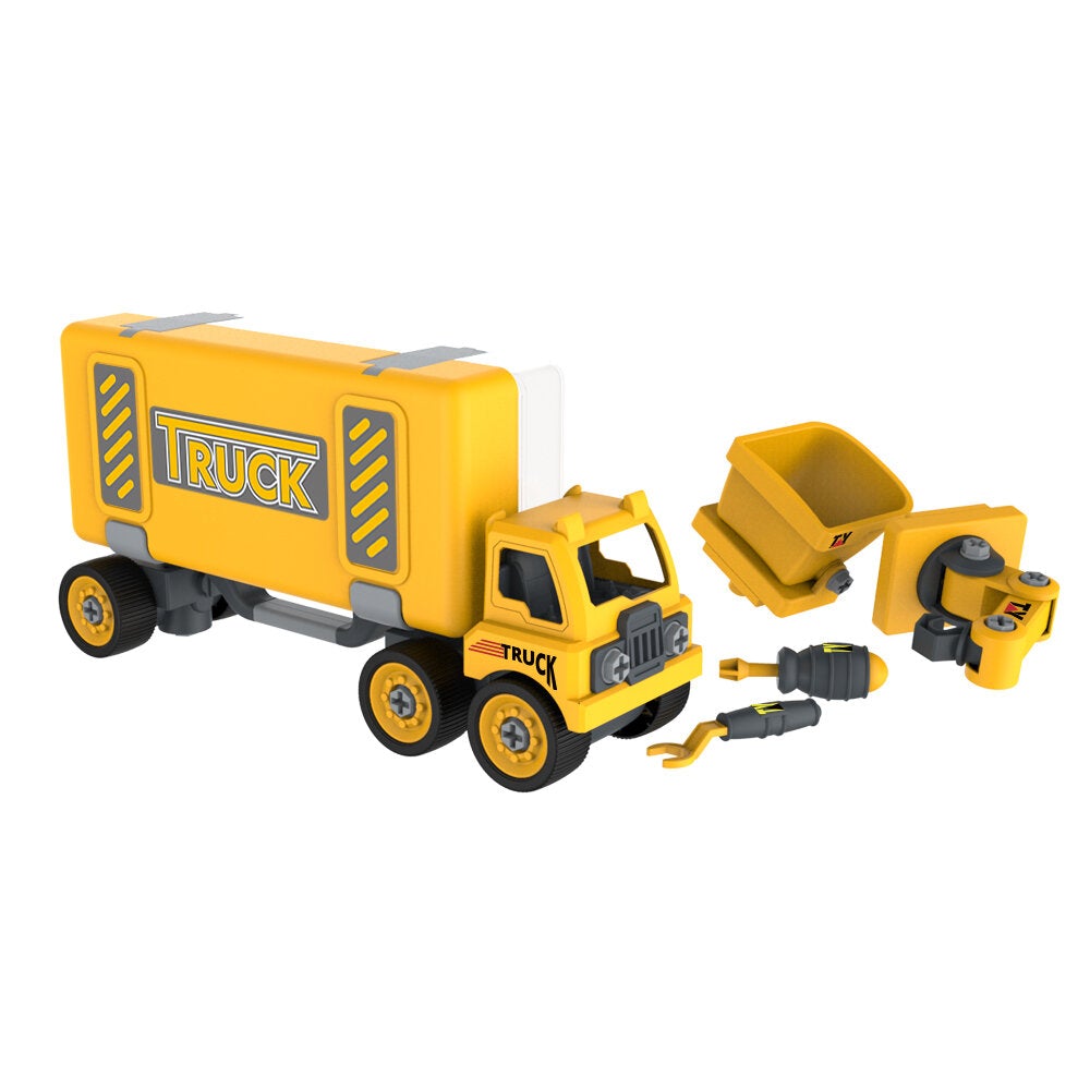 4 IN 1 Detachable Puzzle DIY Truck Assembled Engineering Vehicle Loading and Unloading Crane Diecast Model Toy