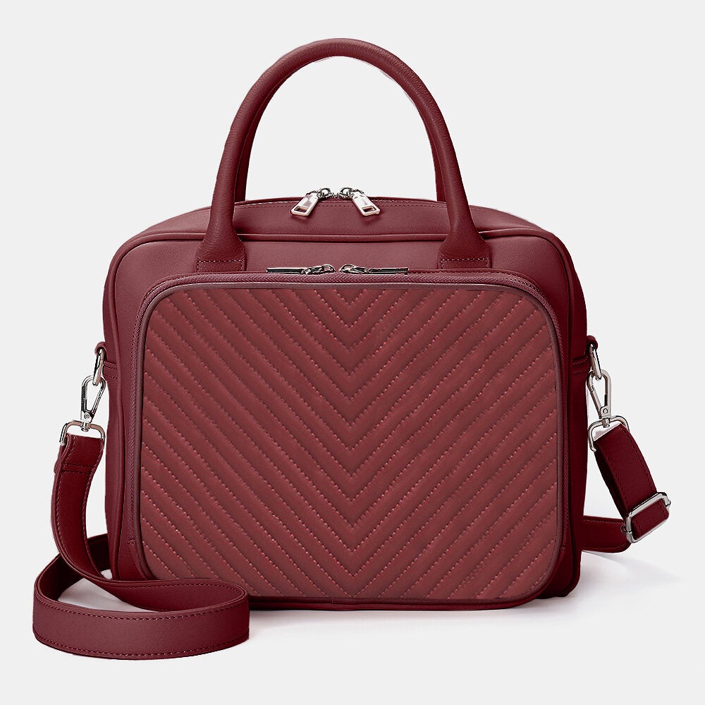 Women Designer Striped Laptop Handbag Crossbody Business Bag For Ladies