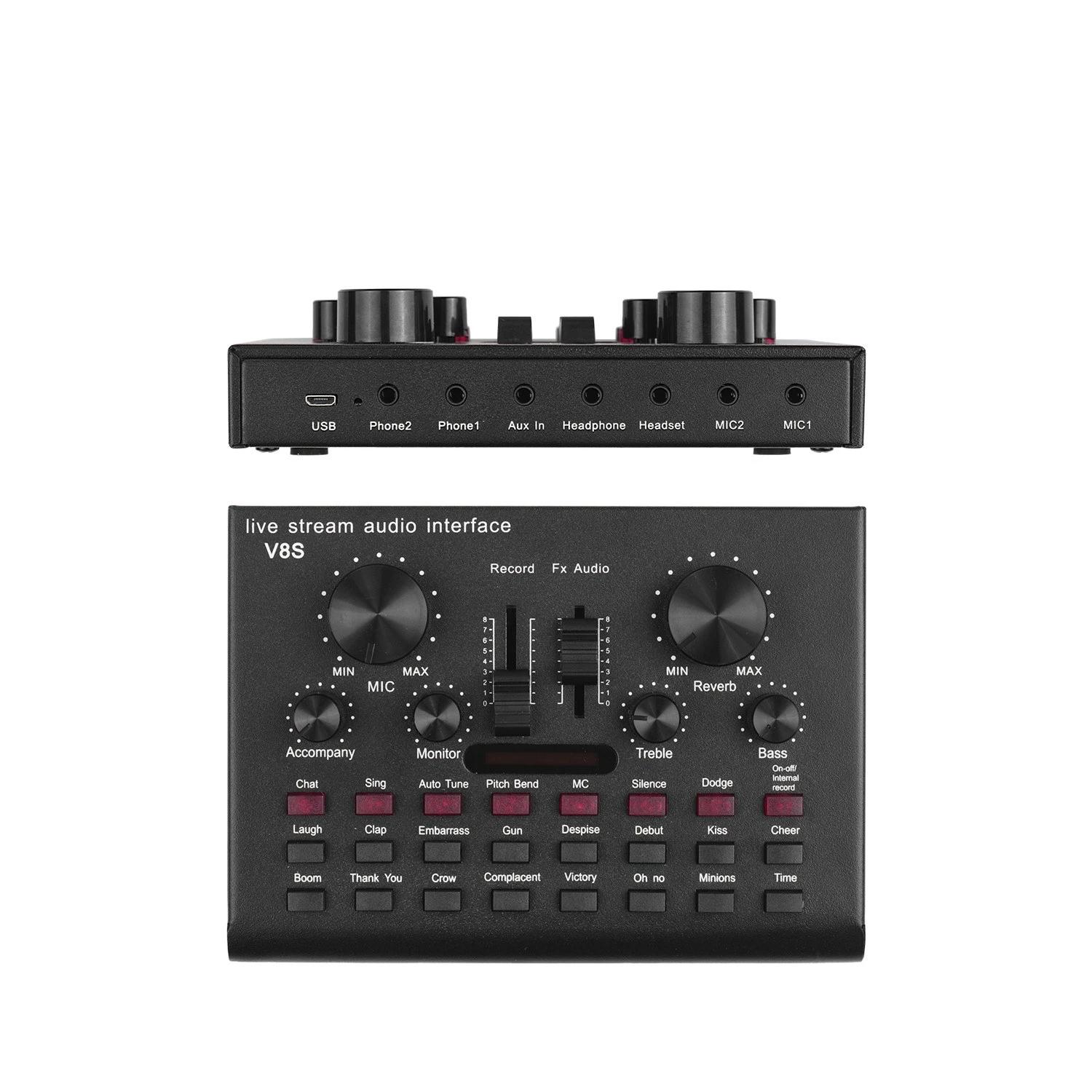 Multi-functional Live Streaming Sound Card USB Audio Interface Mixer Voice Device