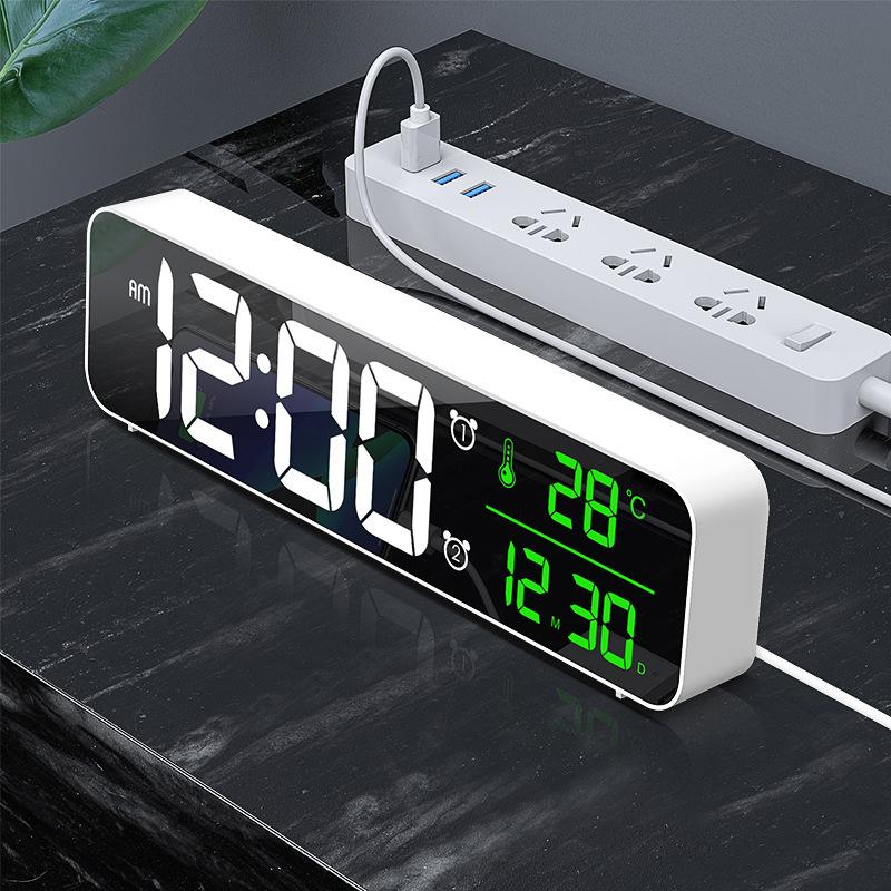 3D Music Dual Alarm Clock With Thermometer and Temperature HD LED Display