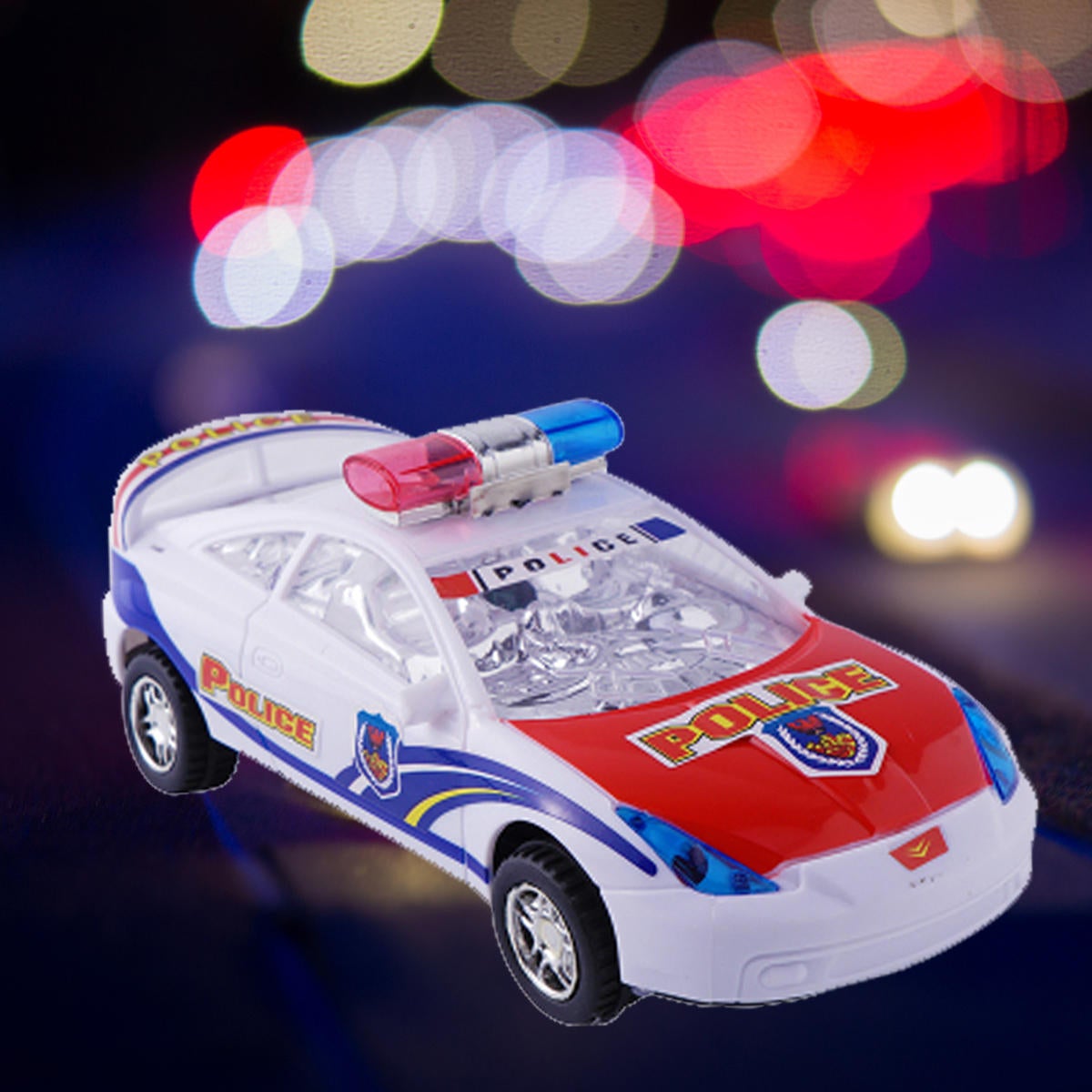 Childrens Electric Alloy Simulation Po lice Car Diecast Model Toy with LED Light and Music