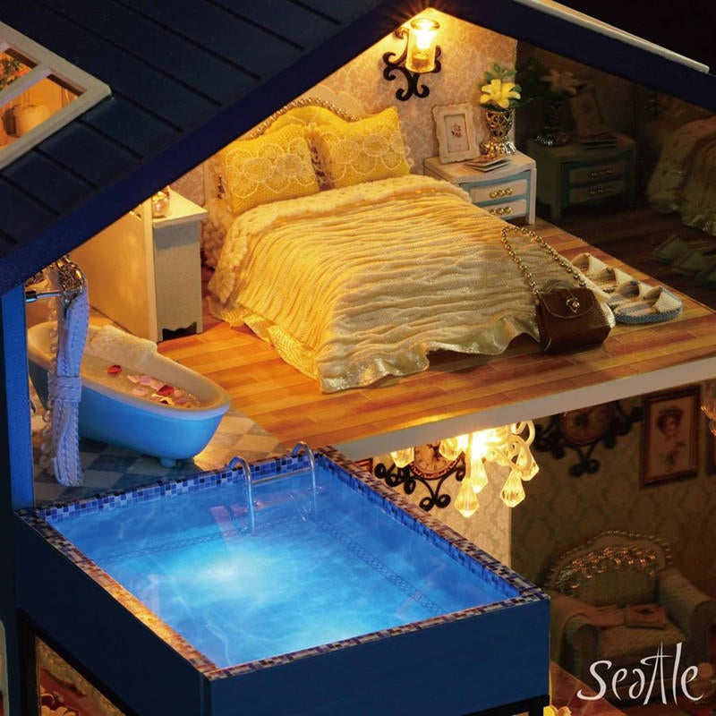 Seattle DIY Miniature Model With Light Music Collection Gift Decor